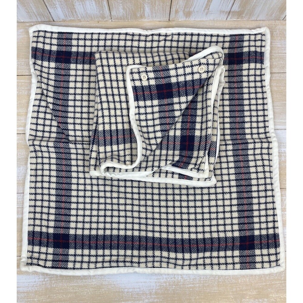 Lauren Ralph Lauren 100% Wool 24x24 Plaid Sham Pillow Covers Set of 2 - Picture 4 of 9